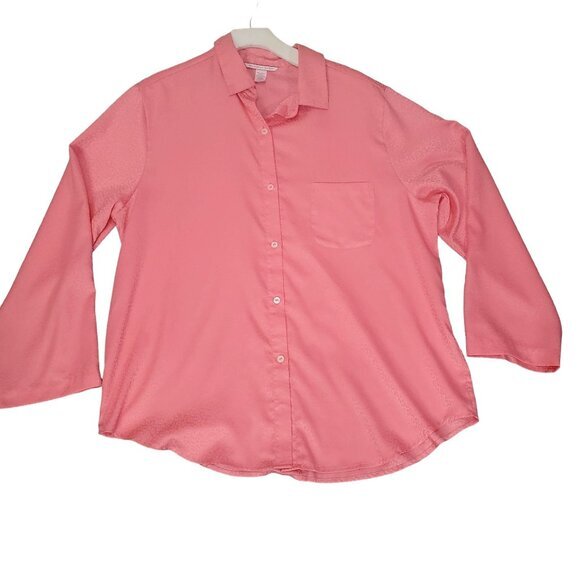 VICTORIA'S SECRET Womens PJ‎ Top Large Pink Leopard Animal Print Long Sleeves - Picture 1 of 5